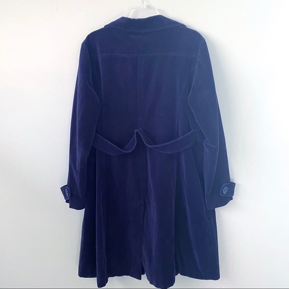Boden Velvet Velour Navy Blue Long Winter Coat 18 - Picture 2 of 8